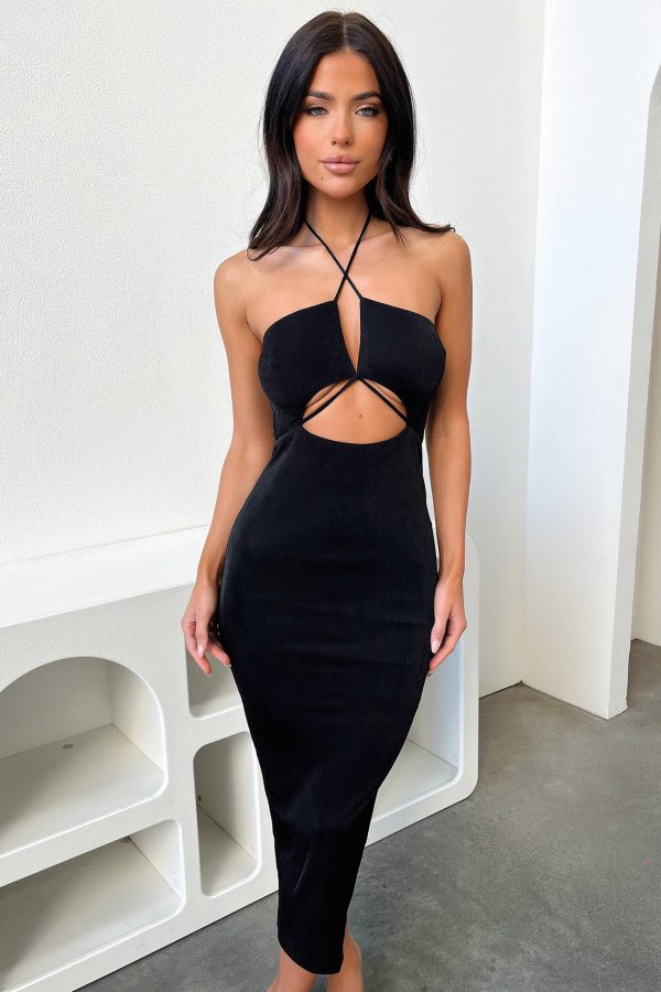 Averta Midi Dress - Black For Sale - Image 2
